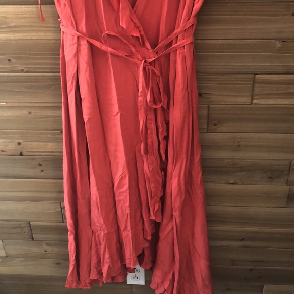 NWT City Chic Palm Love Wrap Split Sleeve Maxi Dress in Tangerine Orange Size 18 - Picture 4 of 7